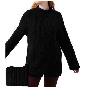 Athleta Azalea Sweater Black Merino Wool Cashmere Blend Heavyweight Size S